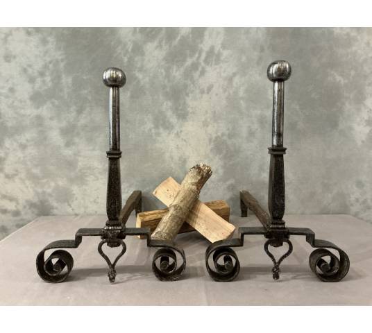 Pair of 18th-century wrought iron andirons