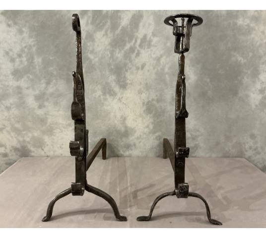 Pair of 17th-century wrought iron andirons