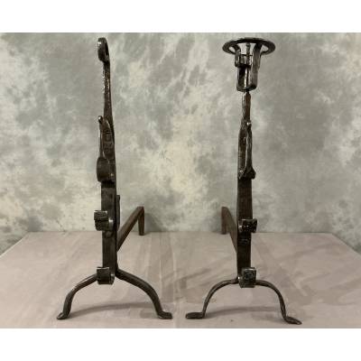 Pair of 17th-century wrought iron andirons