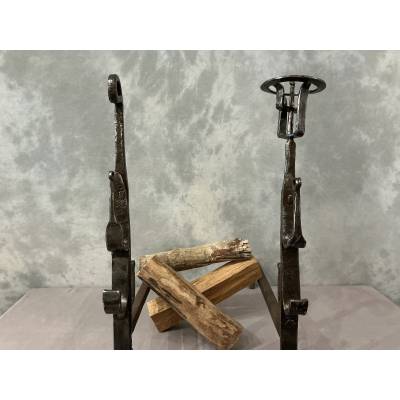 Pair of 17th-century wrought iron andirons