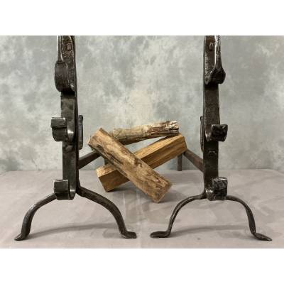 Pair of 17th-century wrought iron andirons
