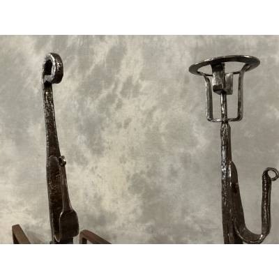 Pair of 17th-century wrought iron andirons