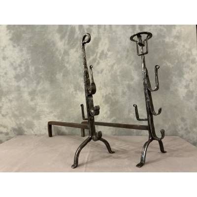 Pair of 17th-century wrought iron andirons
