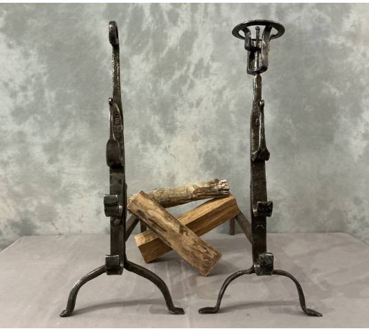 Pair of 17th-century wrought iron andirons