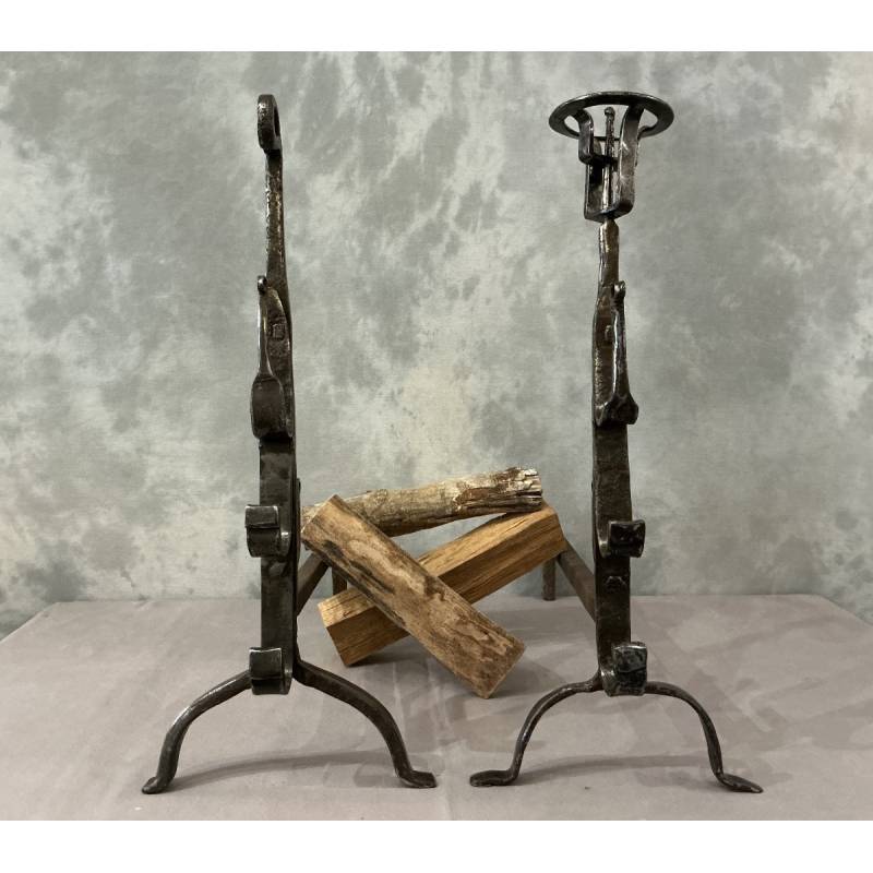 Pair of 17th-century wrought iron andirons