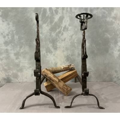 Pair of 17th-century wrought iron andirons