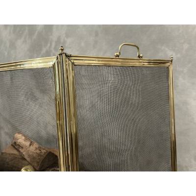 Antique polished brass fireplace screen from the 19th century