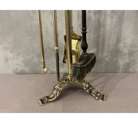 Antique brass fireplace set from the 19th century