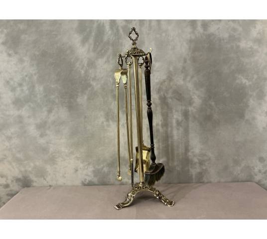Antique brass fireplace set from the 19th century