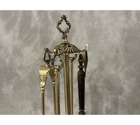 Antique brass fireplace set from the 19th century
