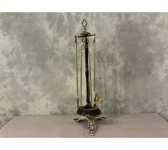Antique brass fireplace set from the 19th century