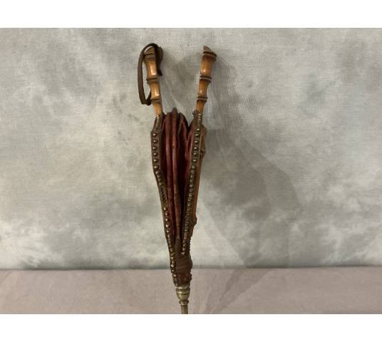Antique 19th-century cherry wood fireplace bellows