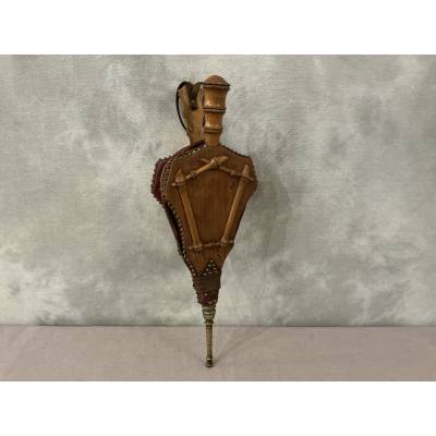 Antique 19th-century cherry wood fireplace bellows
