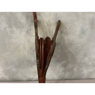 Antique 19th-century carved solid oak fireplace bellows