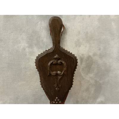 Antique 19th-century carved solid oak fireplace bellows