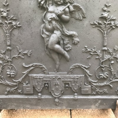 Plaque de cheminée en fonte d'époque fin 19ème siècle