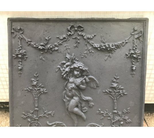 Plaque de cheminée en fonte d'époque fin 19ème siècle