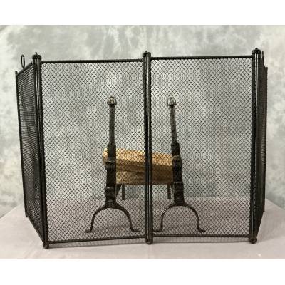 Rustic antique fireplace screen from the 19th century