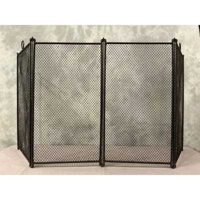Rustic antique fireplace screen from the 19th century