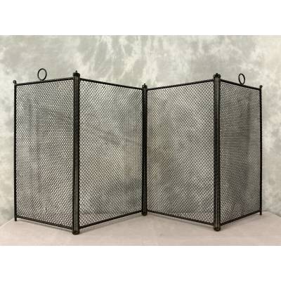 Rustic antique fireplace screen from the 19th century