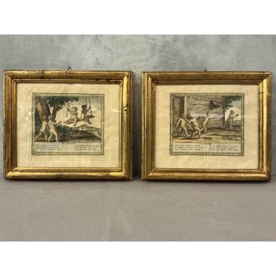 Paire de gravures d'époque 18 ème