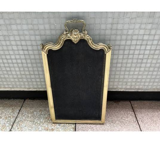 Large pare feu de cheminée ancien en laiton d'époque 19 ème