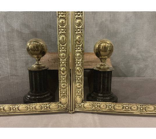 Antique brass fireplace screen from the 19th century
