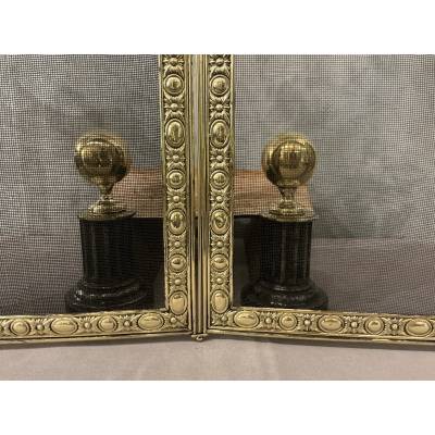 Antique brass fireplace screen from the 19th century