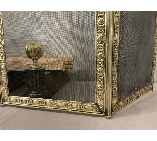 Antique brass fireplace screen from the 19th century