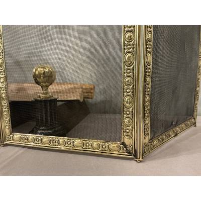 Antique brass fireplace screen from the 19th century
