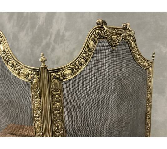 Antique brass fireplace screen from the 19th century