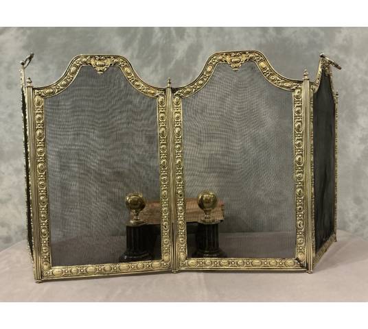 Antique brass fireplace screen from the 19th century