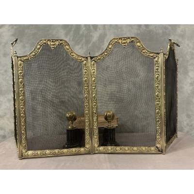 Antique brass fireplace screen from the 19th century