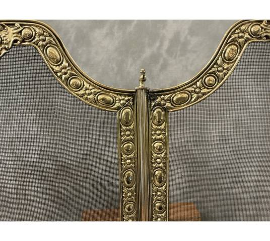 Antique brass fireplace screen from the 19th century