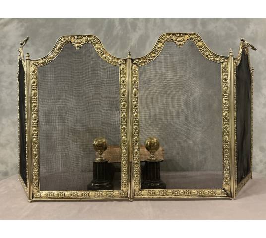 Antique brass fireplace screen from the 19th century