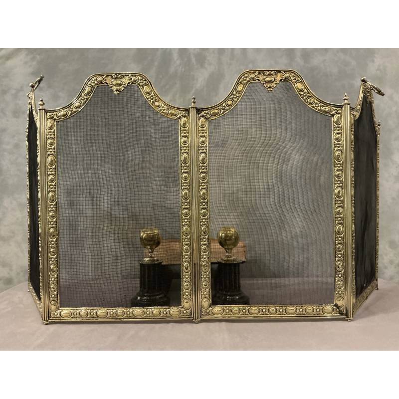 Antique brass fireplace screen from the 19th century