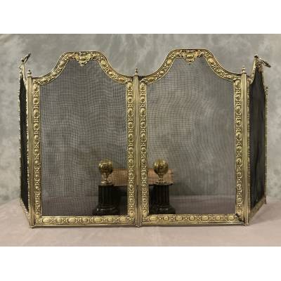Antique brass fireplace screen from the 19th century
