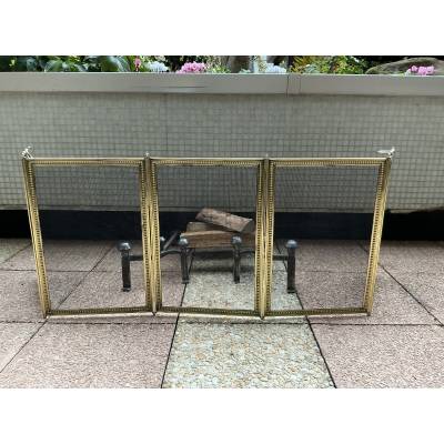 Large antique brass fireplace screen from the 19th century