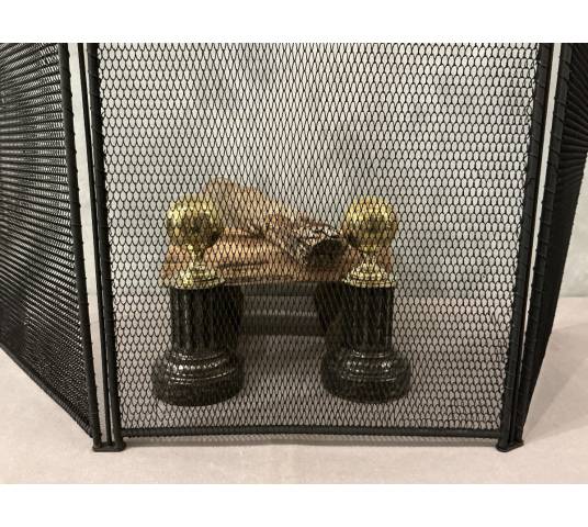 Petit pare feu de cheminée ancien en fer d'époque 19 ème