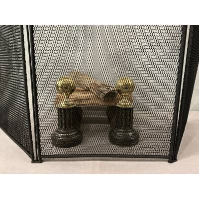 Petit pare feu de cheminée ancien en fer d'époque 19 ème