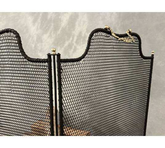 Small antique iron fireplace screen from the 19th century