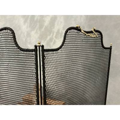 Small antique iron fireplace screen from the 19th century