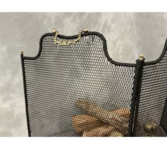 Petit pare feu de cheminée ancien en fer d'époque 19 ème