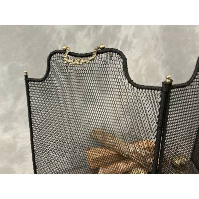 Petit pare feu de cheminée ancien en fer d'époque 19 ème