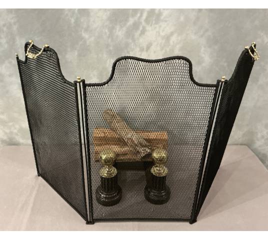 Petit pare feu de cheminée ancien en fer d'époque 19 ème