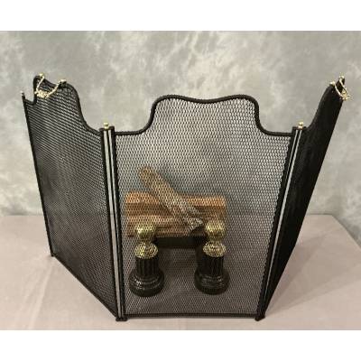 Small antique iron fireplace screen from the 19th century