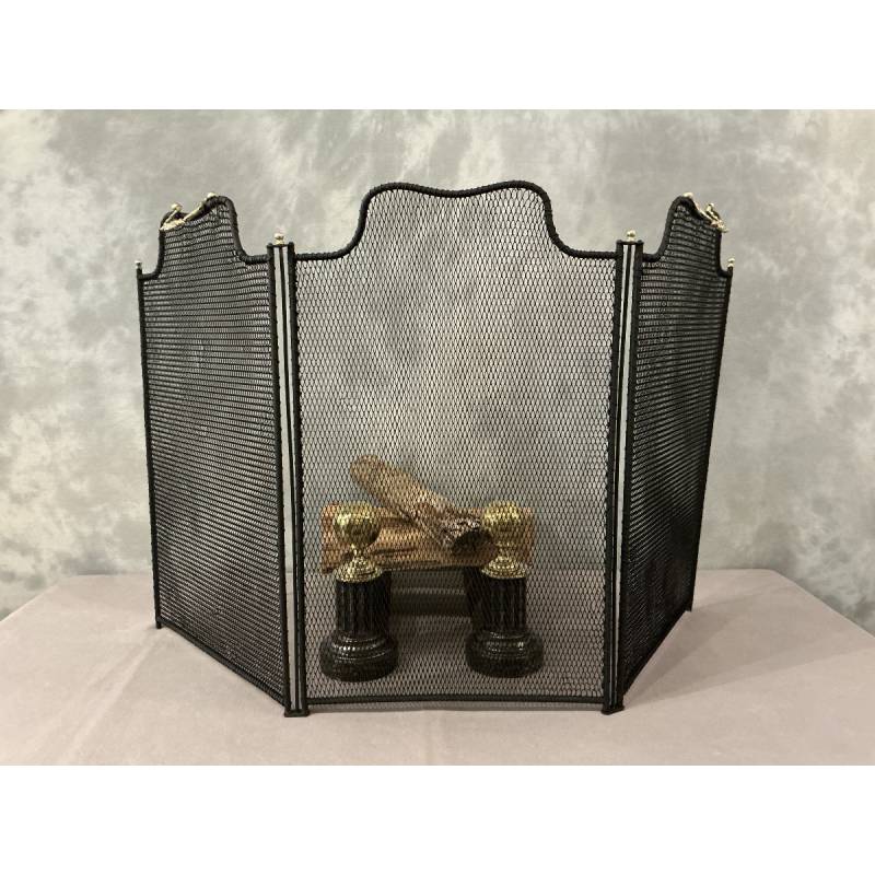 Petit pare feu de cheminée ancien en fer d'époque 19 ème