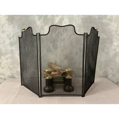 Small antique iron fireplace screen from the 19th century