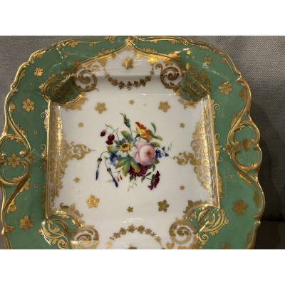 Paire de plats à gâteaux en porcelaine de Vieux Paris d'époque 19 ème
