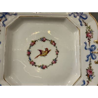 Plat à gâteaux en porcelaine de Vieux Paris d'époque 19 ème
